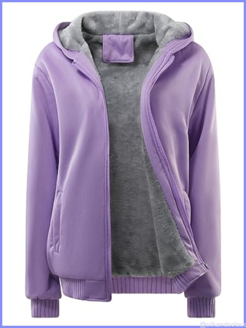 Womens Fleece Sherpa Lined Hooded Winter Coat Thicken Warm Zip Up Jacket